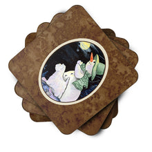 Load image into Gallery viewer, Snowman with Westie Coasters - Set of 4 Lightweight Foam, Absorbent Drink Coasters
