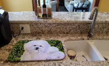 Load image into Gallery viewer, Bichon Frise Dish Drying Mat – Absorbent, Artistic Kitchen Essentials SS8817DDM
