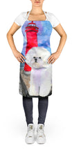 Load image into Gallery viewer, Lighthouse with Bichon Frise Apron – Artist-Designed Kitchen, BBQ &amp; Craft Apron