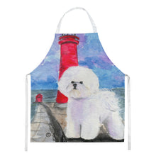 Load image into Gallery viewer, Lighthouse with Bichon Frise Apron – Artist-Designed Kitchen, BBQ &amp; Craft Apron