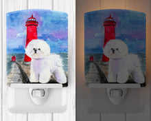 Load image into Gallery viewer, Lighthouse with Bichon Frise Ceramic Night Light SS8891CNL