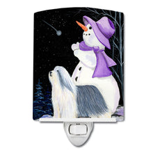 Load image into Gallery viewer, Snowman with Bearded Collie Ceramic Night Light SS8947CNL