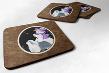 Load image into Gallery viewer, Snowman with Bearded Collie Coasters - Set of 4 Lightweight Foam, Absorbent Drink Coasters
