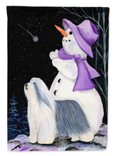 Load image into Gallery viewer, Snowman with Bearded Collie Garden Flag - Outdoor Decorative Yard Flag