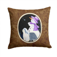 Load image into Gallery viewer, Snowman with Bearded Collie Throw Pillow - 14x14 Decorative Pillow – Art for Your Home &amp; Patio