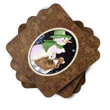 Load image into Gallery viewer, Snowman with English Springer Spaniel Coasters - Set of 4 Lightweight Foam, Absorbent Drink Coasters