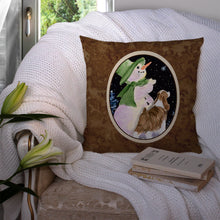Load image into Gallery viewer, Snowman with Springer Spaniel Throw Pillow - 14x14 Decorative Pillow – Art for Your Home &amp; Patio