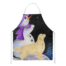 Load image into Gallery viewer, Snowman with Golden Retriever Apron – Artist-Designed Kitchen, BBQ &amp; Craft Apron
