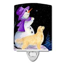 Load image into Gallery viewer, Snowman with Golden Retriever Ceramic Night Light SS8950CNL