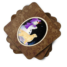 Load image into Gallery viewer, Snowman with Golden Retriever Coasters - Set of 4 Lightweight Foam, Absorbent Drink Coasters