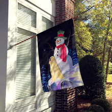 Load image into Gallery viewer, Snowman with Golden Retriever Flag Canvas House Size