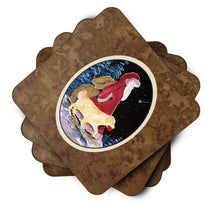 Load image into Gallery viewer, Santa Claus with  Golden Retriever Coasters - Set of 4 Lightweight Foam, Absorbent Drink Coasters