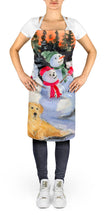 Load image into Gallery viewer, Snowman with Golden Retriever Apron – Artist-Designed Kitchen, BBQ &amp; Craft Apron