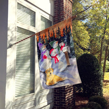 Load image into Gallery viewer, Snowman with Golden Retriever Flag Canvas House Size