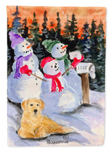 Load image into Gallery viewer, Snowman with Golden Retriever Flag Canvas House Size