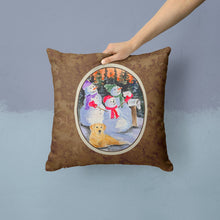 Load image into Gallery viewer, Snowman with Golden Retriever Throw Pillow - 14x14 Decorative Pillow – Art for Your Home &amp; Patio
