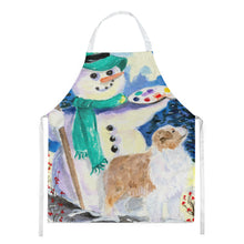 Load image into Gallery viewer, Snowman with Australian Shepherd Apron – Artist-Designed Kitchen, BBQ &amp; Craft Apron