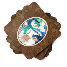 Load image into Gallery viewer, Snowman with Australian Shepherd Coasters - Set of 4 Lightweight Foam, Absorbent Drink Coasters