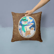 Load image into Gallery viewer, Snowman with Australian Shepherd Throw Pillow - 14x14 Decorative Pillow – Art for Your Home &amp; Patio