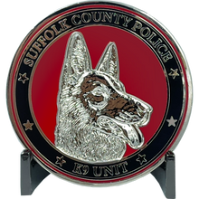 Load image into Gallery viewer, EL8-012 Canine K9 Officer SCPD LI Suffolk County Police Department Long island Dept. Challenge Coin thin blue line