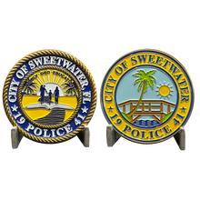 Load image into Gallery viewer, EL8-02 Sweetwater Police Department Miami Florida Challenge Coin Sweet Water