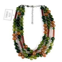 Load image into Gallery viewer, Terracotta &amp; Marbled Jade Green Beaded Morgan Statement Necklace *