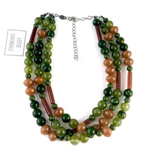 Load image into Gallery viewer, Terracotta &amp; Marbled Jade Green Beaded Morgan Statement Necklace *