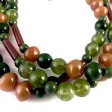 Load image into Gallery viewer, Terracotta &amp; Marbled Jade Green Beaded Morgan Statement Necklace *