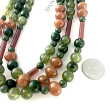 Load image into Gallery viewer, Terracotta &amp; Marbled Jade Green Beaded Morgan Statement Necklace *