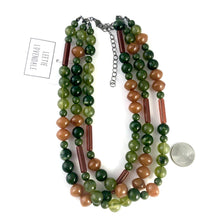 Load image into Gallery viewer, Terracotta &amp; Marbled Jade Green Beaded Morgan Statement Necklace *
