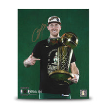Load image into Gallery viewer, Sam Hauser 2024 NBA Trophy Autographed Boston Celtics 11" x 14" Championship Photo