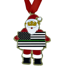 Load image into Gallery viewer, BL1-11 Thin Green Line Christmas Ornament Santa Border Patrol Agent CBP Deputy Sheriff Marines Army Challenge Coin