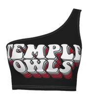 Load image into Gallery viewer, Temple Owls Black One Shoulder Top