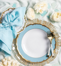 Load image into Gallery viewer, Bow linen napkin, aqua, set of two