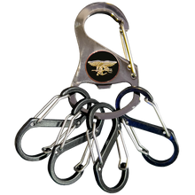 Load image into Gallery viewer, Navy Seal Team 6 Naval Special Warfare Trident Carabiner Keychain 4 carabiner clips bottle opener function
