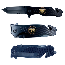 Load image into Gallery viewer, Navy Seal Team 6 Naval Special Warfare Trident Pocket Knife 3-in-1 Rescue tool