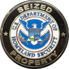 Load image into Gallery viewer, BL18-021 Seized Property Specialist SPC Challenge Coin Thin Blue Line Custodian CBP HSI Secret Service Border Patrol