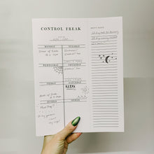 Load image into Gallery viewer, Set of 4 Copy of Control Freak Weekly List Notepad | 8.5" x 11" Desk Planner