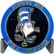 Load image into Gallery viewer, BL8-004 Dr Seuss Cancel Culture Back the Blue Cat in the Hat Challenge Coin Police NYPD LAPD CBP