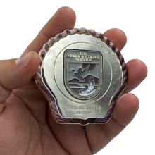 Load image into Gallery viewer, EL4-017 FWL U.S. FISH AND WILDLIFE SERVICE Sterling Silver Plated Seashell Challenge Coin Shell Federal FWS