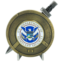 Load image into Gallery viewer, EL3-018 HSI Special Agent Shield with removable Sword Challenge Coin Set