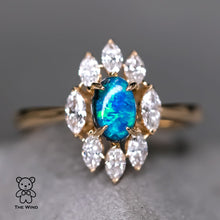 Load image into Gallery viewer, La Eternidad - N1 Black Opal Marquise Diamond Engagement Ring 18K Yellow Gold