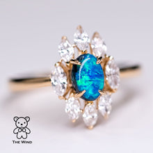 Load image into Gallery viewer, La Eternidad - N1 Black Opal Marquise Diamond Engagement Ring 18K Yellow Gold