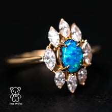 Load image into Gallery viewer, La Eternidad - N1 Black Opal Marquise Diamond Engagement Ring 18K Yellow Gold