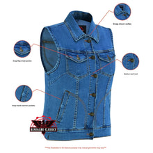 Load image into Gallery viewer, Women's Blue Denim Snap Front Vest