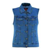 Load image into Gallery viewer, Women's Blue Denim Snap Front Vest