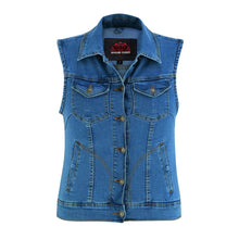 Load image into Gallery viewer, Women's Blue Denim Snap Front Vest