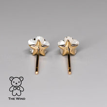 Load image into Gallery viewer, Small Flower Australian Solid Opal &amp; Mother of Pearl Stud Earrings 14K Yellow Gold