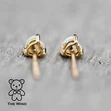 Load image into Gallery viewer, Small Heart Shaped Australian Solid Opal Stud Earrings 14K Yellow Gold