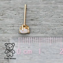 Load image into Gallery viewer, Small Heart Shaped Australian Solid Opal Stud Earrings 14K Yellow Gold